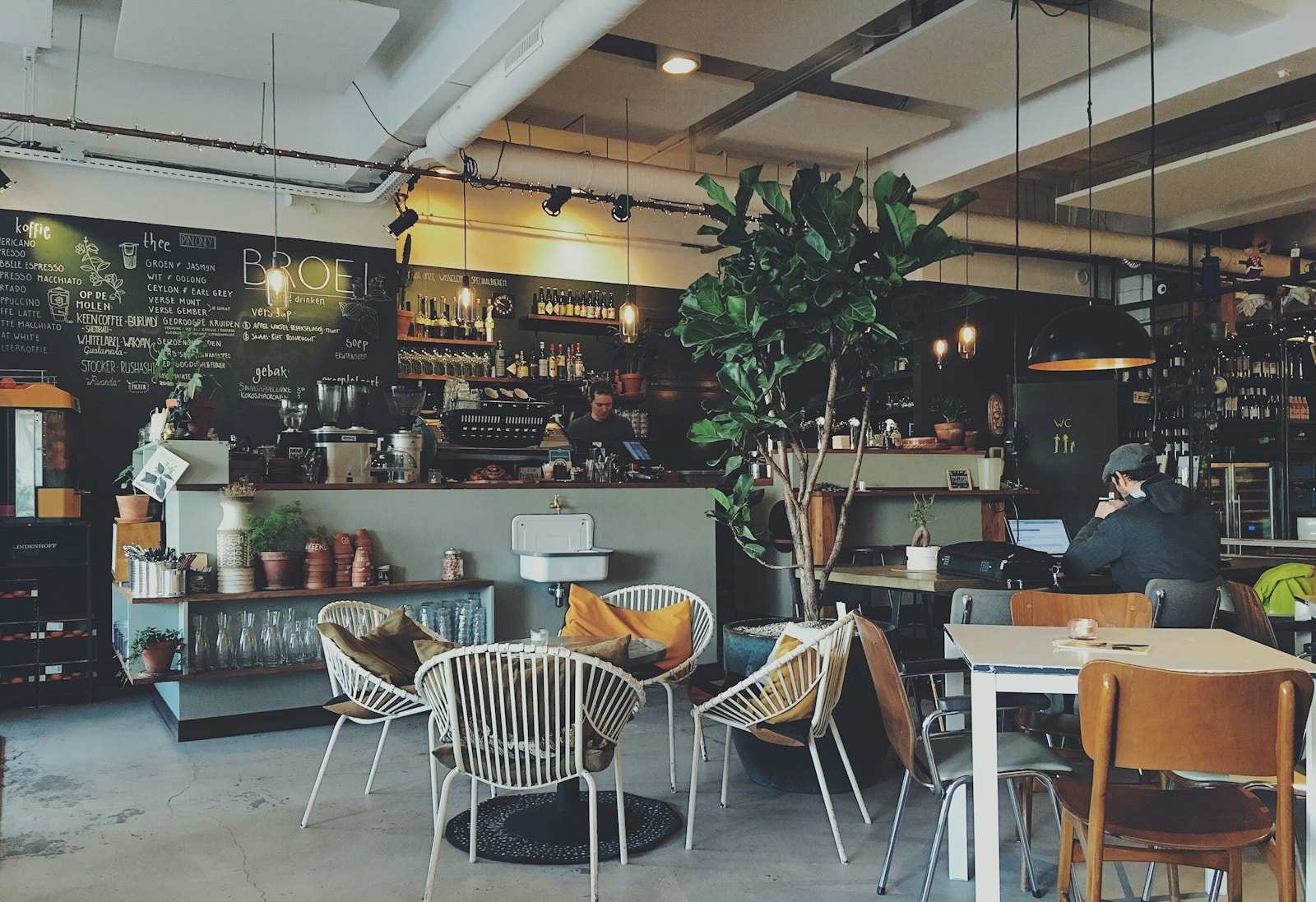 Coffee served beside a cafe window